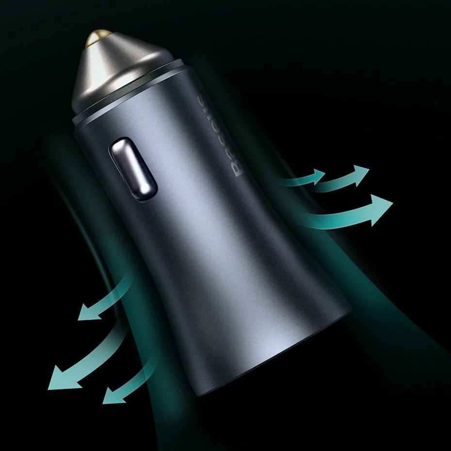 Karikues veture Baseus Golden Contactor Pro, 40W, 2 porta USB-A/USB-C, me kabllo USB-C, Gri