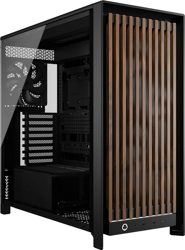 Kasë Corsair FRAME 5000D Wood RS Performance, Midi Tower, Black/Walnut