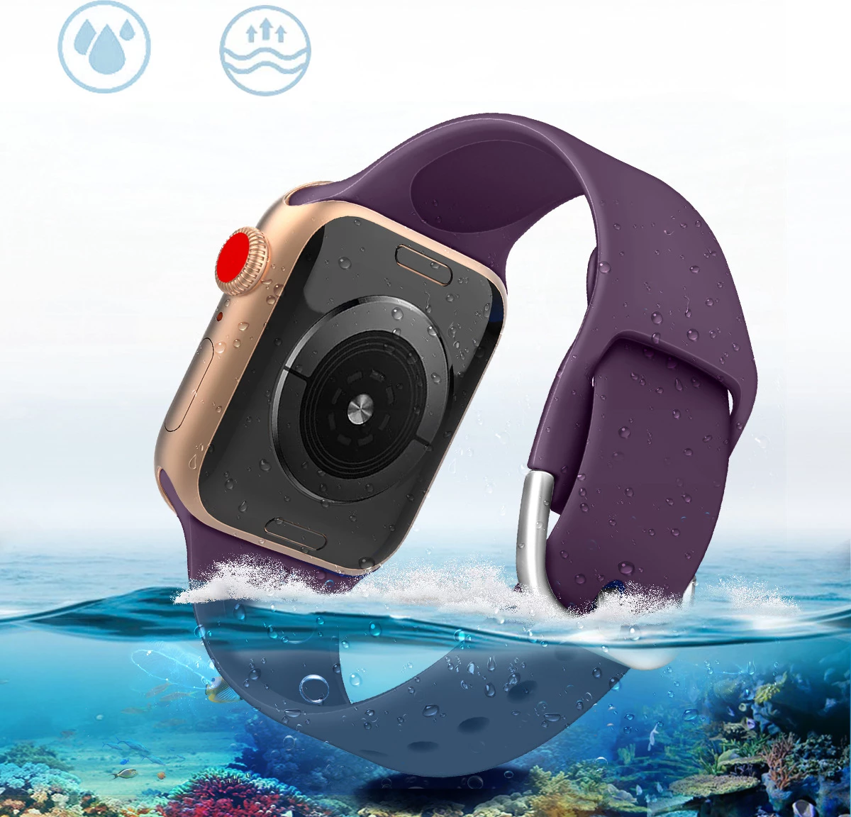 Rrip silikoni për orë të mençur Hurtel për Apple Watch Ultra/9/8/7/6/5/4/3/2/SE (42/44/45/49mm), Kuq