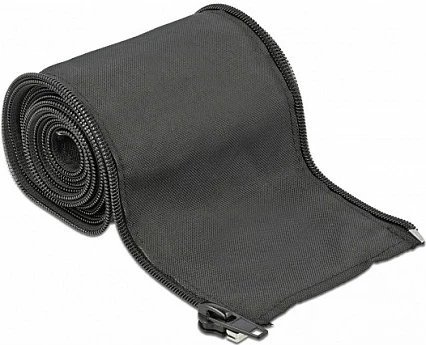 Mbështjellës i thurur për kablla DeLOCK, 2 m x 35 mm, me zingjir, rezistent nxehtësisë, i zi