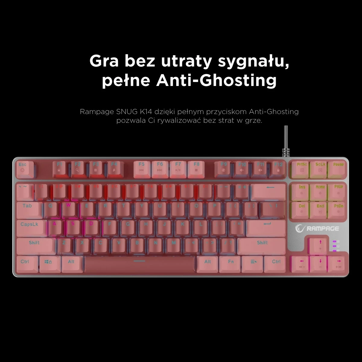 Tastierë mekanike Rampage Snug RGB KRGD Blue, 80%, anglisht, bardhë-gri