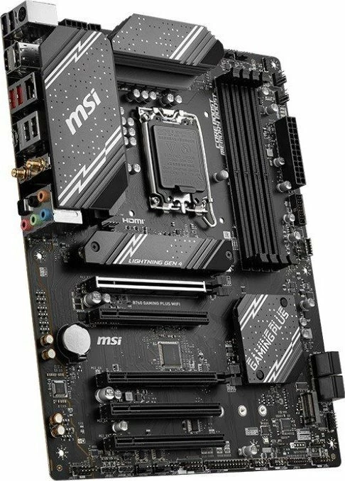 Pllakë amë MSI B760 GAMING PLUS WIFI ATX, DDR5, Wi‑Fi 6E, Bluetooth 5.2, 4x DIMM, set me 2 antena WiFi dhe kabllo SATA