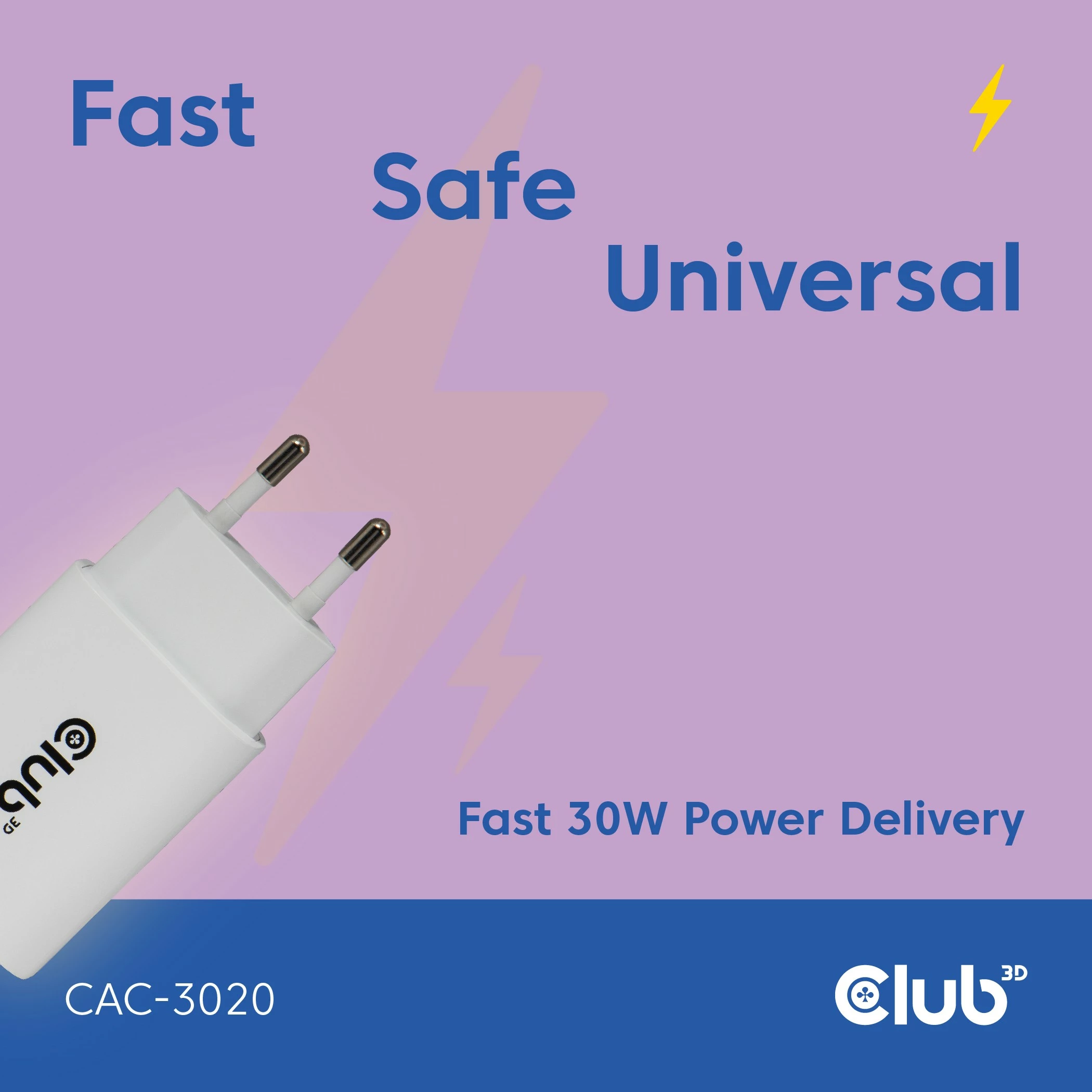Karikues USB-C Club3D CAC-3020 30W, 2 copë, i bardhë