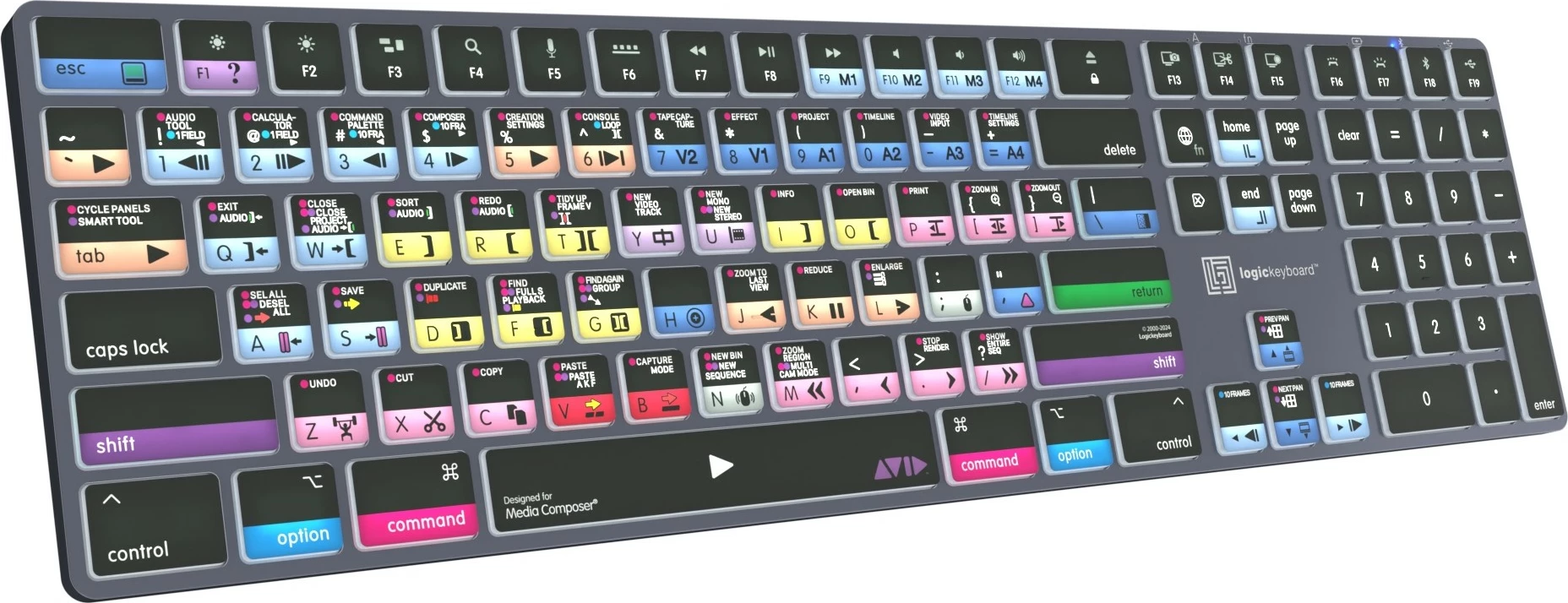 Kasë Logickeyboard LKB-MCOMP-TM-UK, full-size, wireless & me kabllo, Bluetooth, QWERTY, gri titanium