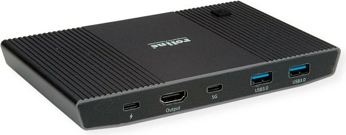 KVM Switch ROLINE 14.01.3427, HDMI 4K@60Hz, USB-C Hub, USB PD 100W, i zi