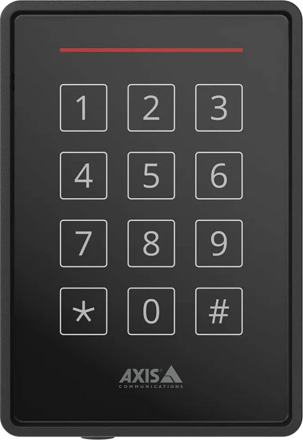 Lexues kontrolli qasje Axis A4131-E, RFID 13.56MHz, tastierë e ndriçuar, për jashtë, i zi