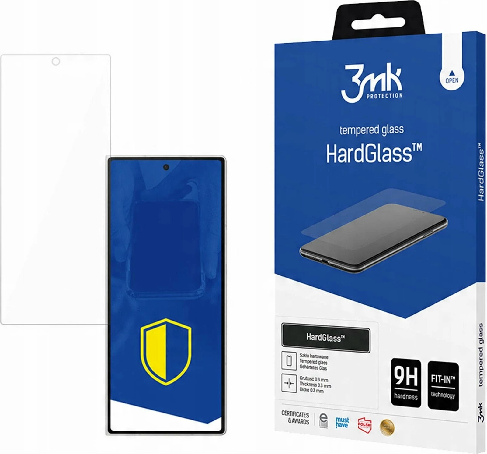 Xham i kalitur 3MK HardGlass për Samsung Galaxy Z Fold 7 (përpara), 9H, 0.30 mm, 1 copë