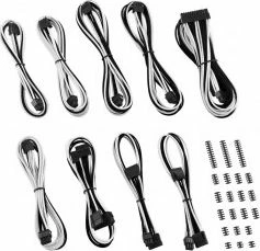 Set kabllosh modularë PSU CableMod ZUAD-1023, kompatibil me Corsair RMi/RMx/RM, 9 copë, zi/bardhë