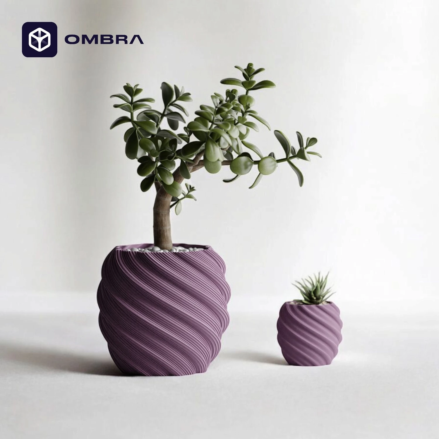 Vazo me sipërfaqe me vija për bimë, madhësia S, e vjollcë