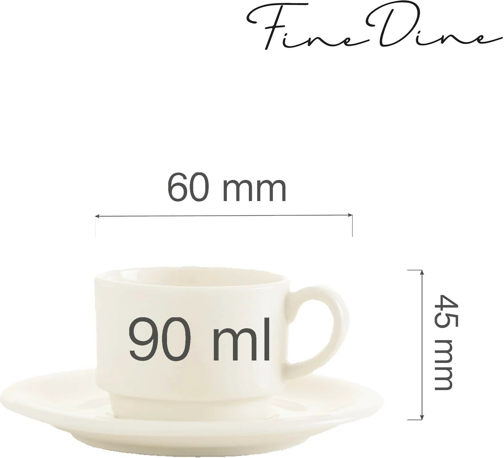 Filxhan Fine Dine Crema 90 ml, krem, set 6 copë