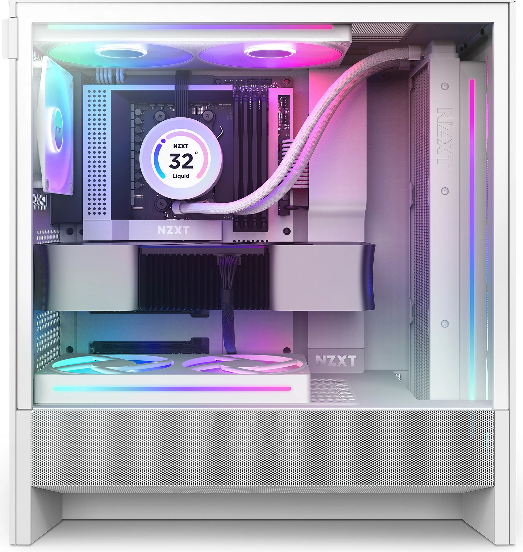 Kasë NZXT H5 Flow RGB, Midi Tower, ATX/EATX/micro ATX/Mini-ITX, xham i kalitur, RGB, e bardhë