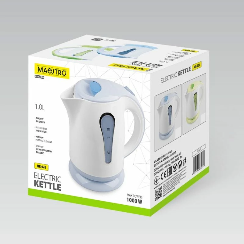 Çajnik elektrik MAESTRO MR-028, i kaltër, 1L