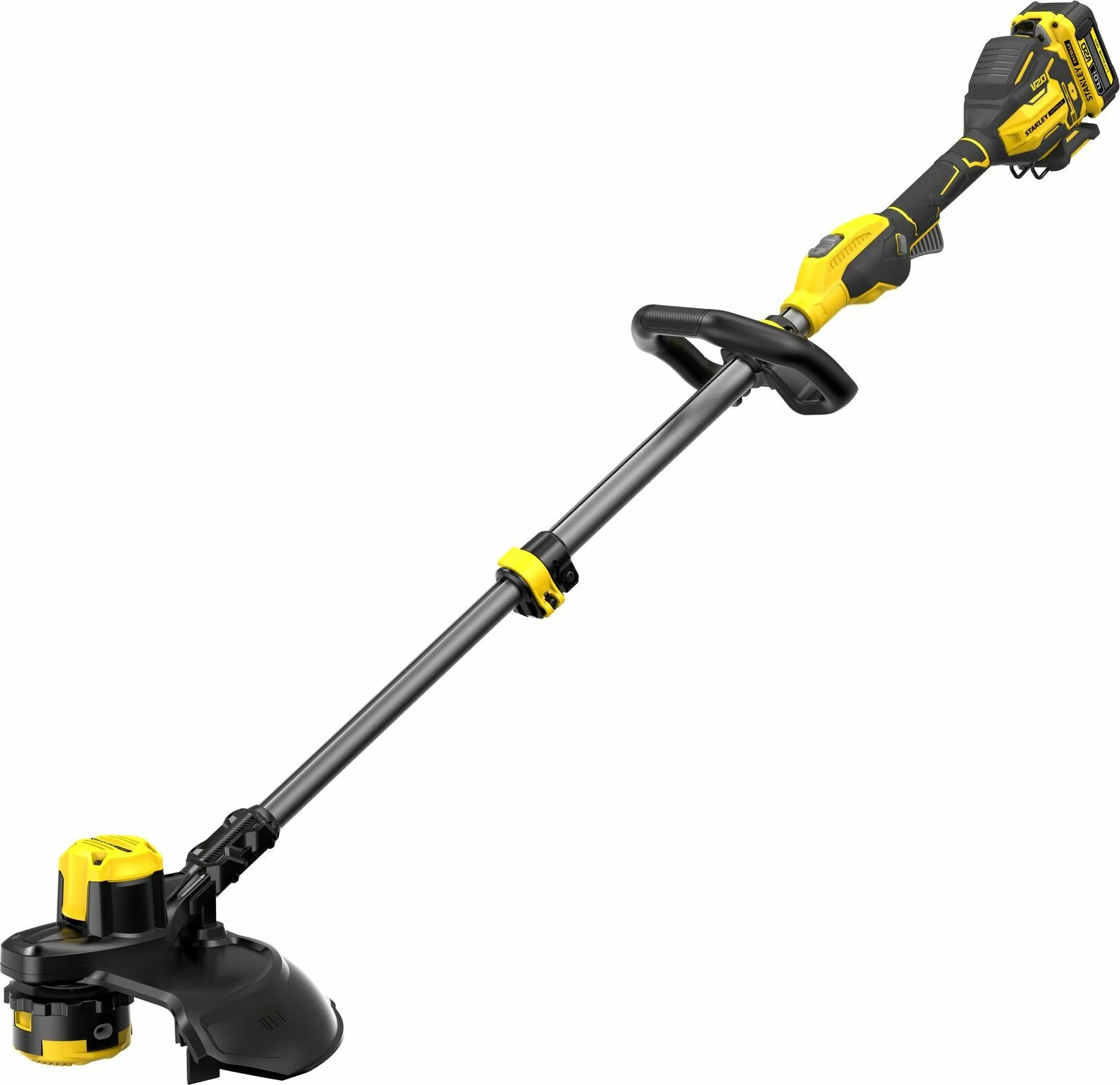 Trimer me bateri Stanley SFMCSTB933M-QW 18V, bateri 4Ah, prerje 33 cm, set me karikues, verdhë/zi
