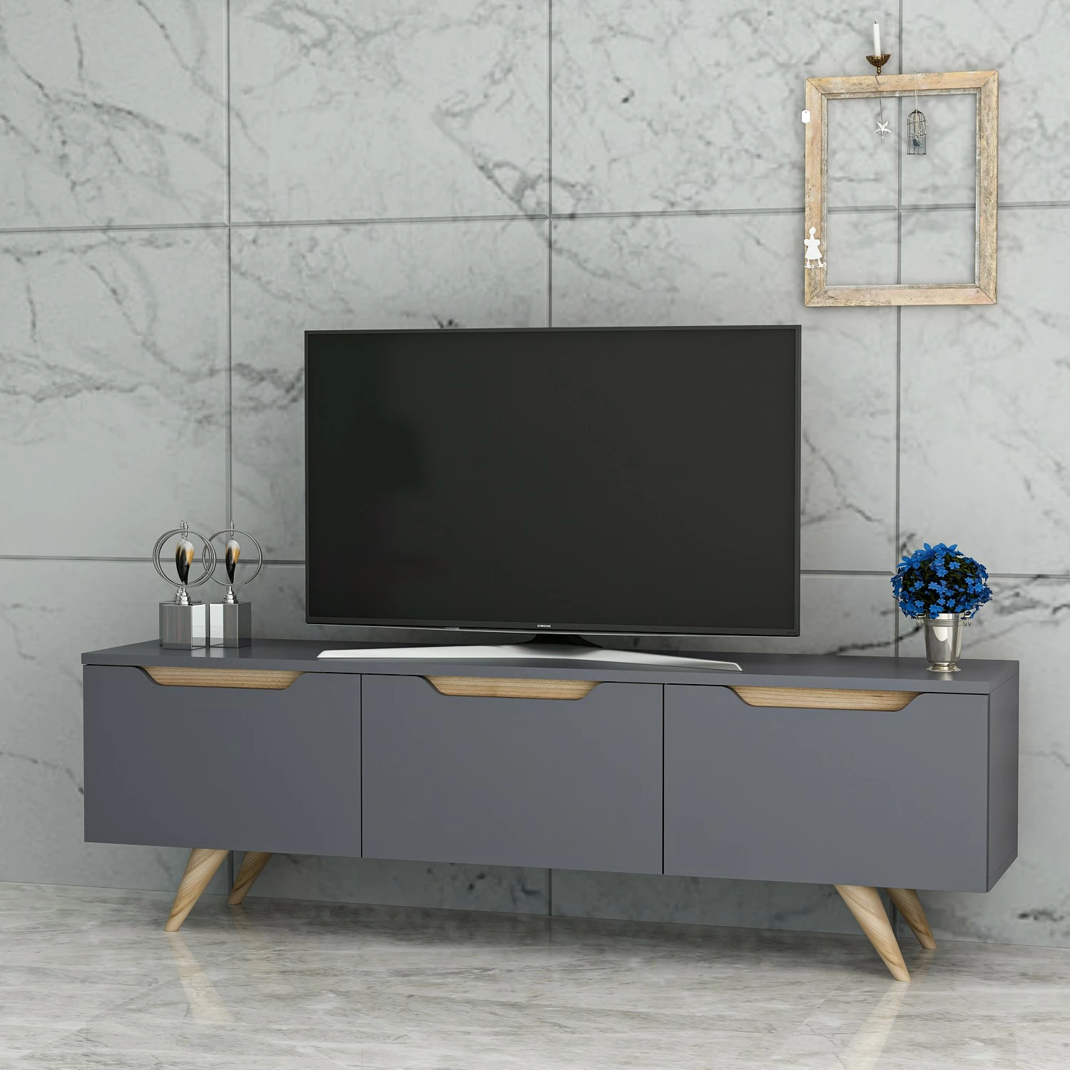 Komodë TV Hanah Home, Prag, anthracite dhe lis