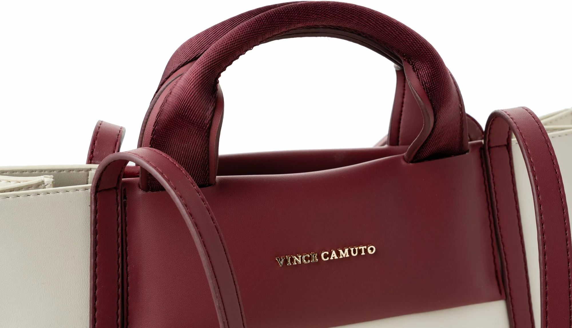 Tote bag, ngjyrë krem dhe e kuqe claret, Vince Camuto, Umbria
