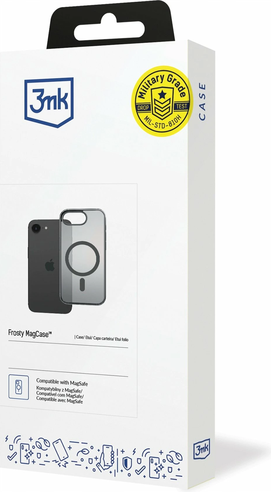 Mbështjellës 3MK Frosty MagCase për Apple iPhone 16E, MagSafe, mat, i zi