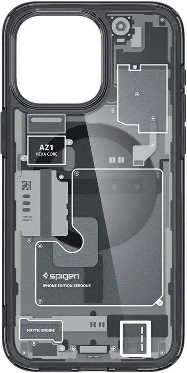 Mbështjellës Spigen Ultra Hybrid Mag për iPhone 15 Pro, MagSafe, Zero One, Transparent/Gri