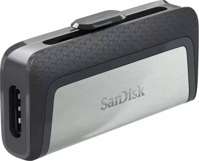 USB flash drive SanDisk Ultra Dual Drive SDDDC2-128G-G46 128 GB, USB-C + USB-A, USB 3.2 Gen 1, rrëshqitës, zi/argjendtë