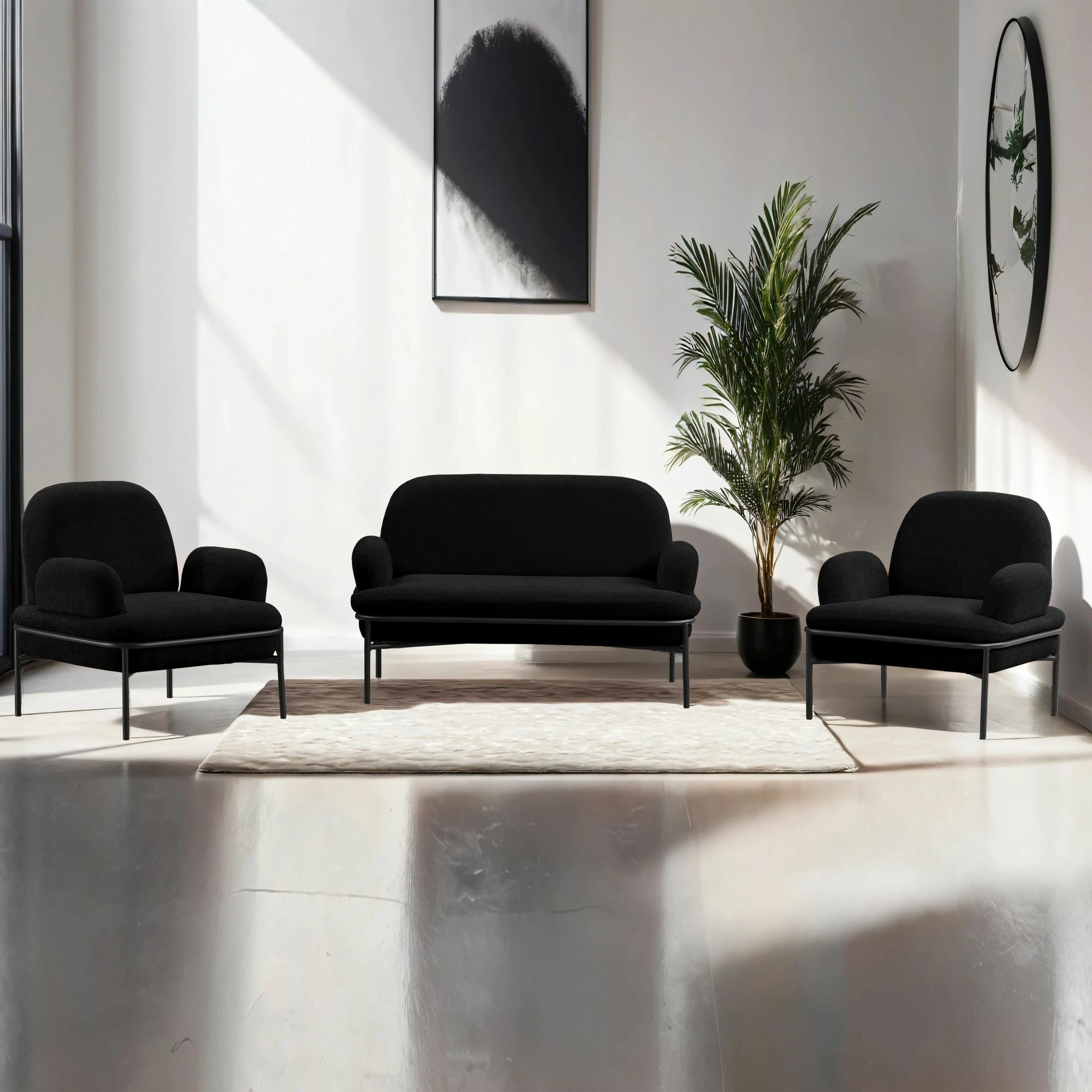 Set divanesh Atelier del Sofa, Aster, ngjyrë e zezë
