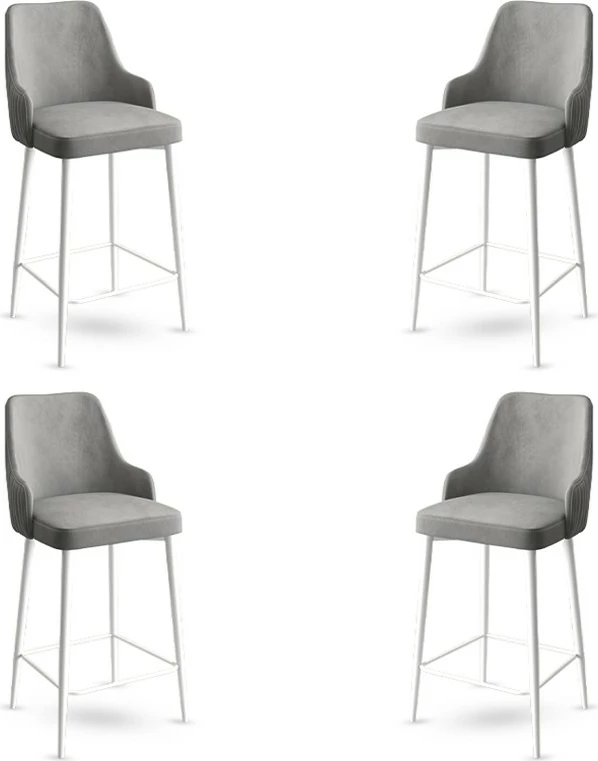 Set karrigesh për bar (4 copë), Hanah Home, Enox - gri, bardhë