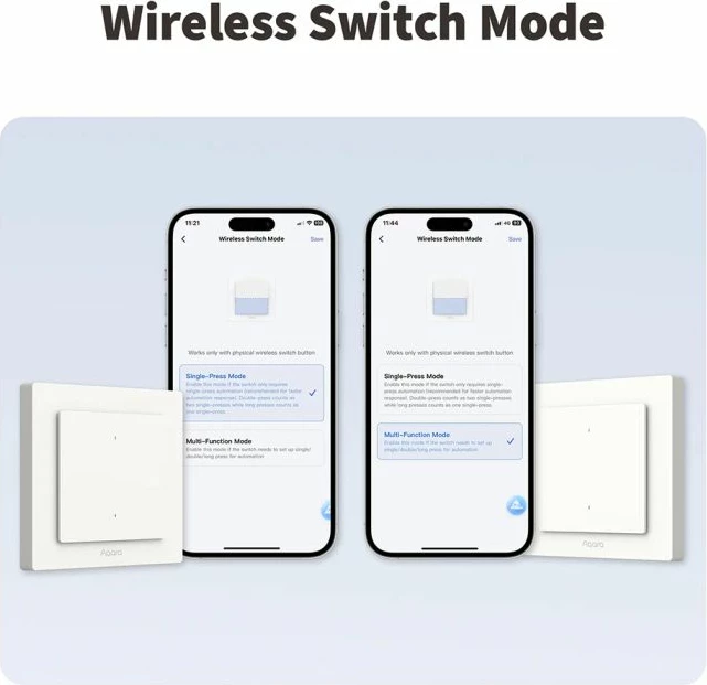 Switch dritash smart AQARA H2 EU WS-K07D, 2 butona, 1 kanal, Matter over Thread/Zigbee, i bardhë, paketim 1 copë