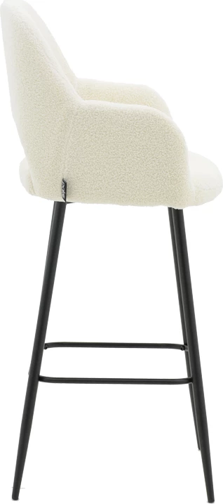 Karrige për bar Renish, pëlhurë teddy ivary, këmbë metalike të zeza, 51x57x114cm