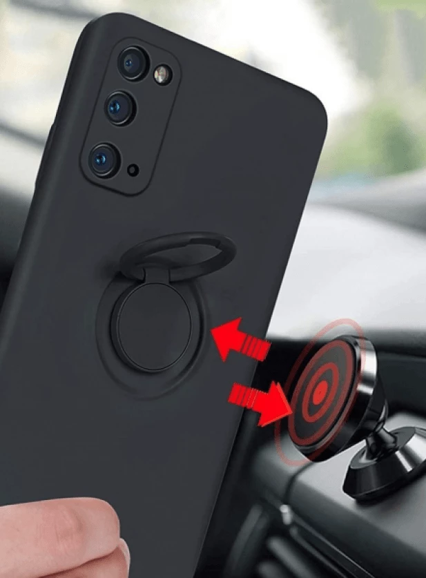 Mbështjellës ONASI Liquid Ring për Samsung Galaxy A35 me unazë mbajtëse dhe mbrojtje kamere, i zi