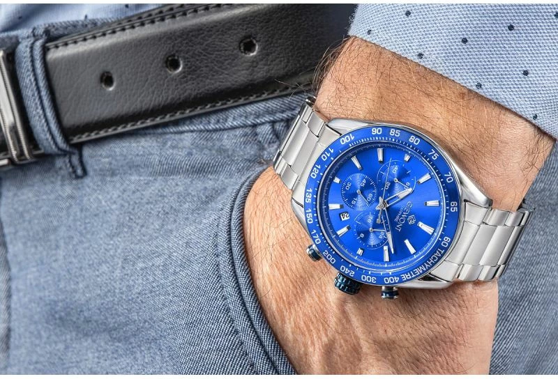 Orë dore meshkuj Giewont GW9580-B3, argjendtë/kaltër