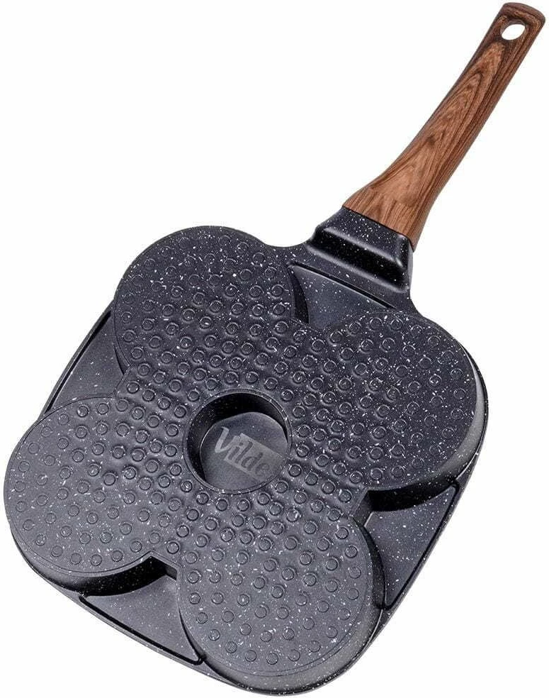 Tigan për vezë Vilde Black&Wood 199009 19 cm, 4 vrima, veshje granite non-stick, i zi