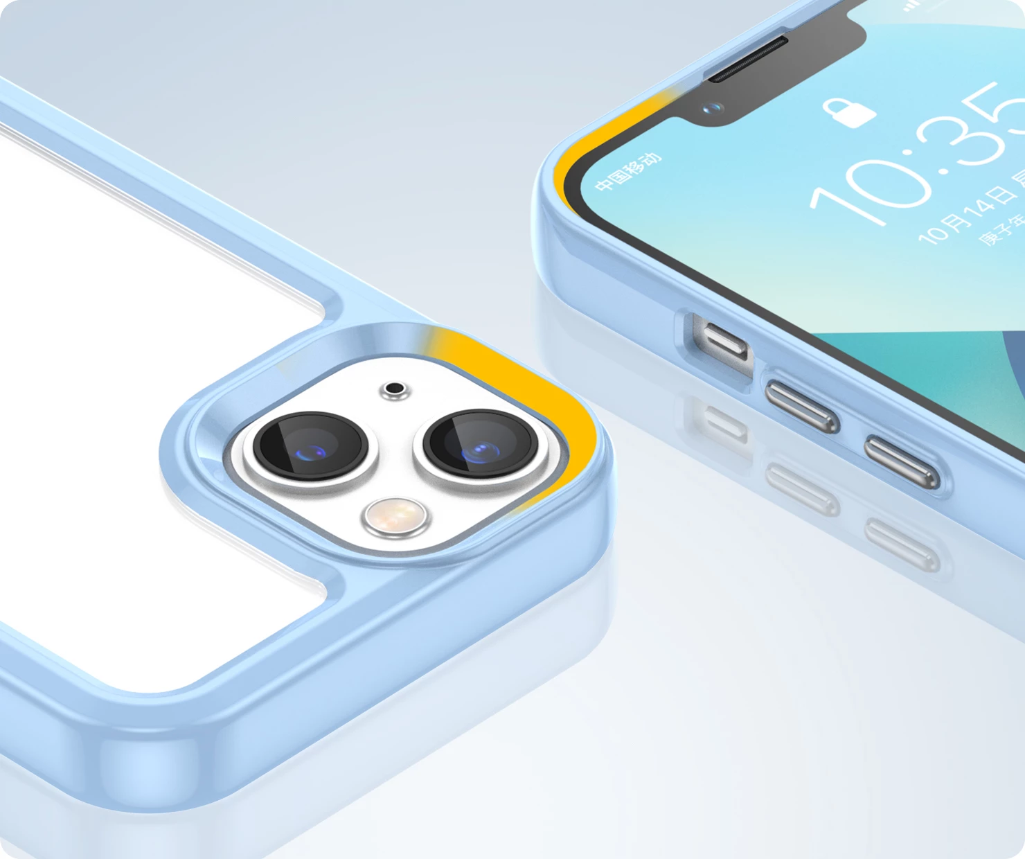 Mbështjellës Hurtel Outer Space Case për iPhone 14 Plus, hard cover me kornizë xheli, Blu