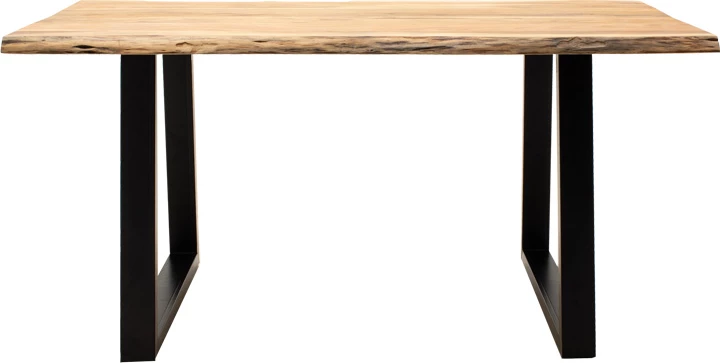 Tavolinë Miles Slim dru akacie ngjyrë natyrale me këmbë metali të zeza 180x90x76cm