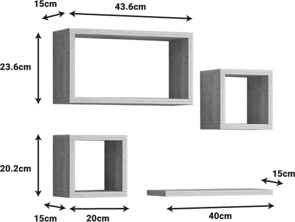 Raft melamine Babine, ngjyrë e bardhë, 84x15x44cm