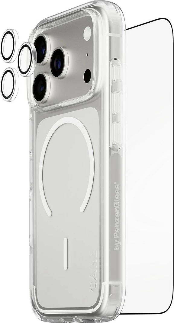 Mbështjellës PanzerGlass CARE 3-in-1 Flagship Explorer Bundle për iPhone 17 Pro transparent