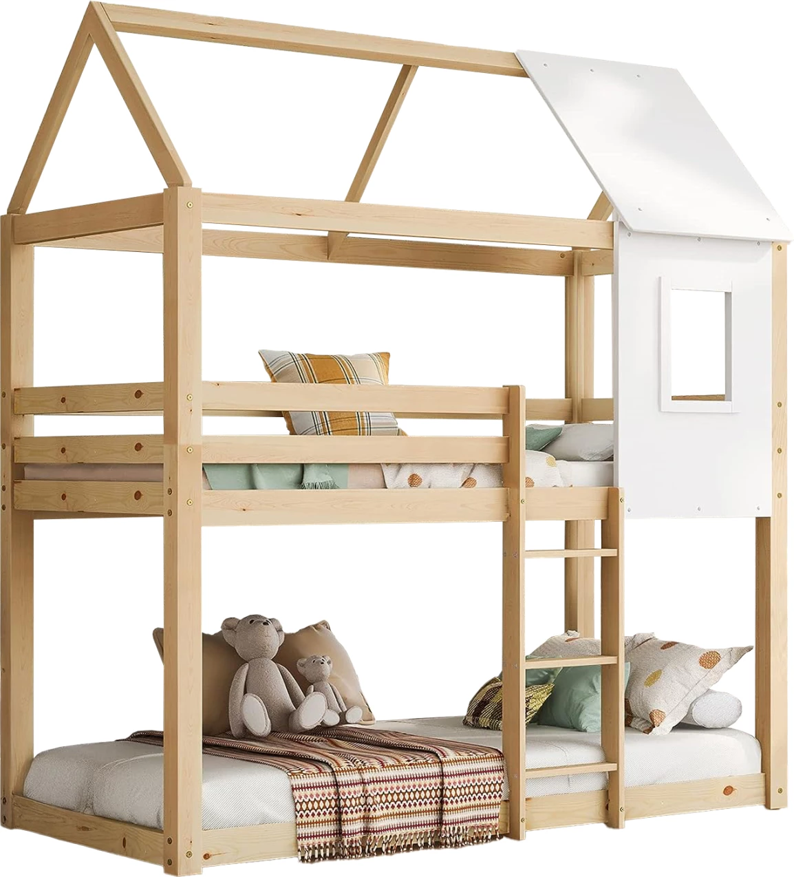 Krevet marinari për fëmijë Montessori HOOD, dru pishe natyral, 190x90cm