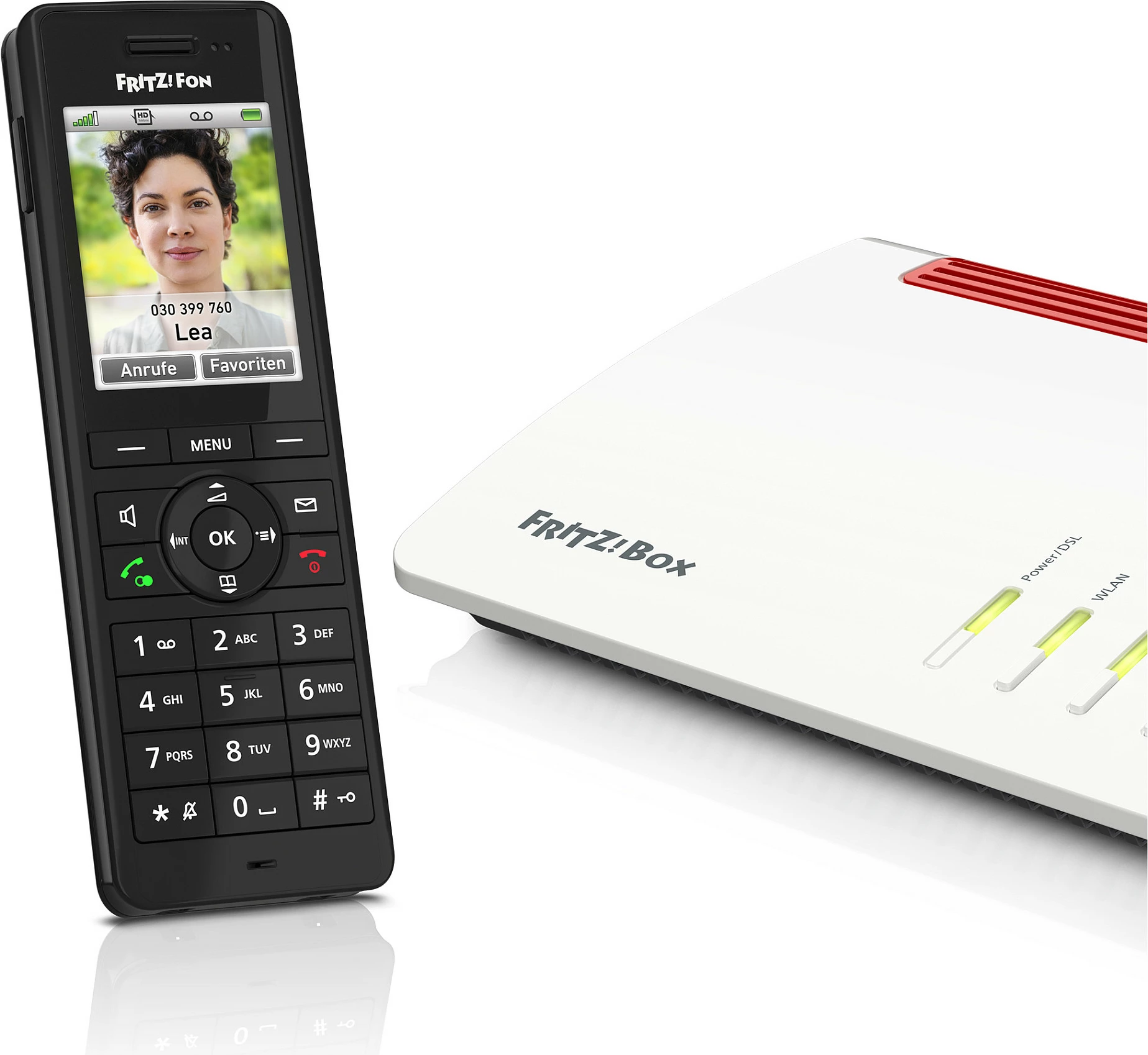 Telefon DECT AVM FRITZ!Fon X6, Mbajtës pa tel, 300 kontakte, E zezë