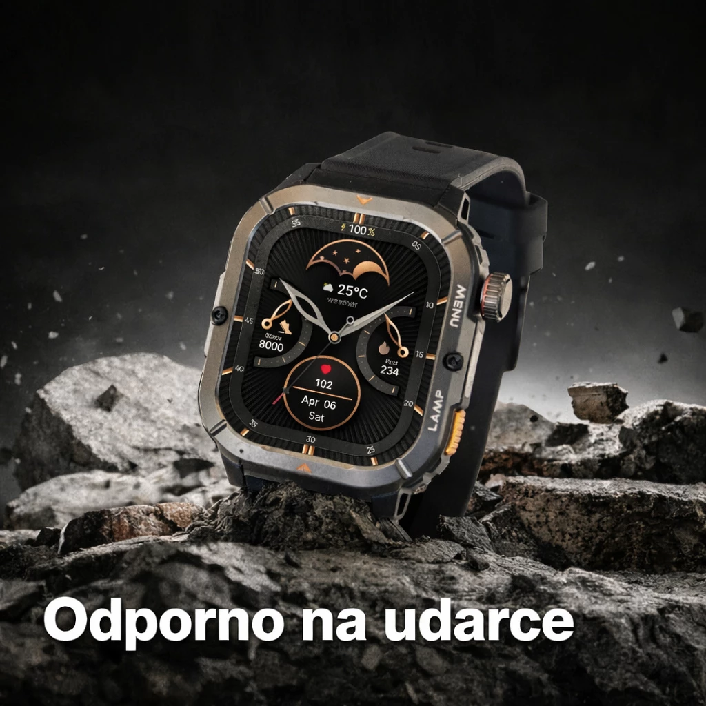 Smartwatch AGM Legion 3, 1.95" AMOLED, GPS, 500 mAh, 5ATM/IP68, MIL-STD-810H, Bluetooth thirrje, e zezë