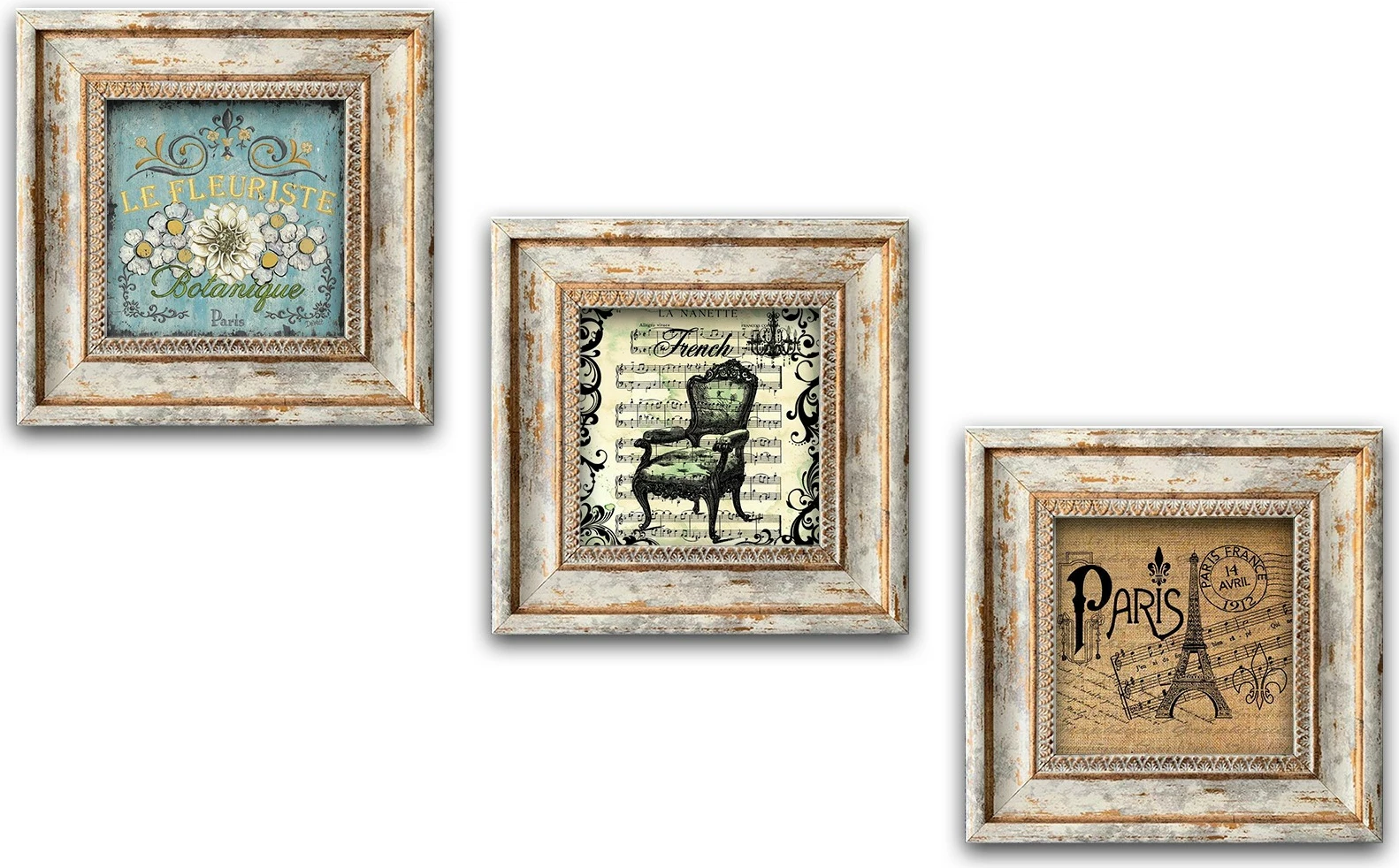 Set pikturash dekorative me kornizë MDF, shumëngjyrëshe, Wallity, Huhu325, 30x30cm (3 copë)