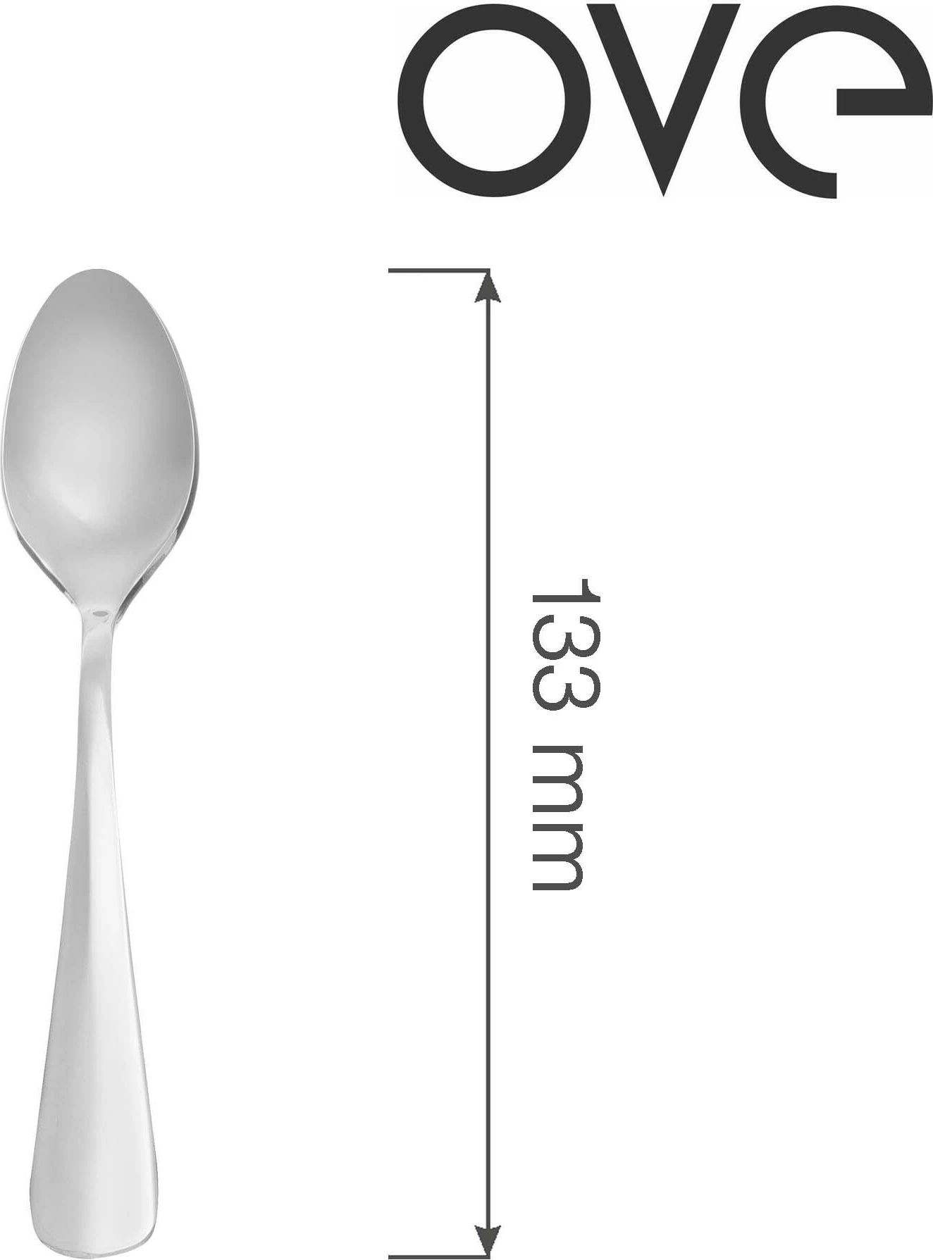 Lugë demi-tasse OVE Baguette 133 mm, çelik inox 18/10, set 12 copë, argjendtë