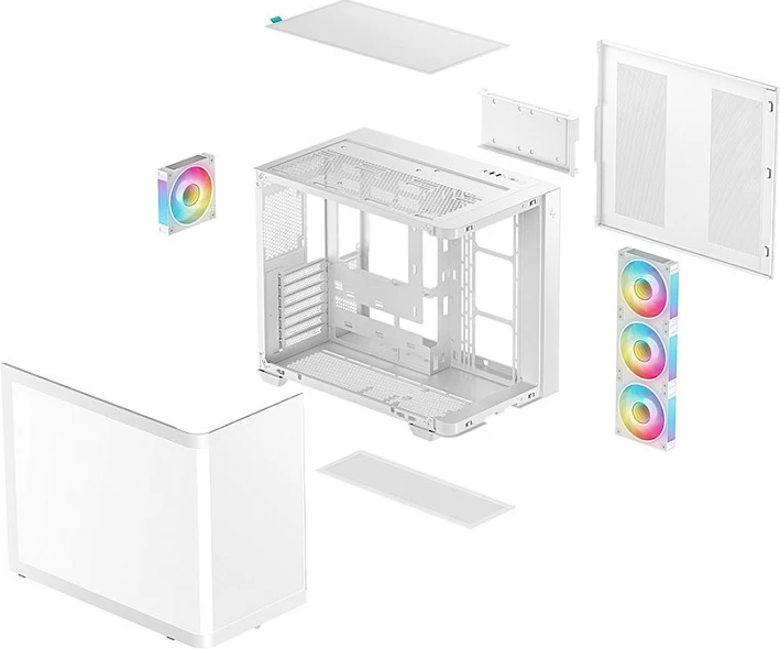 Kasë DeepCool CG530U 4F, Tower ATX/micro ATX/ITX, Tempered Glass, e bardhë