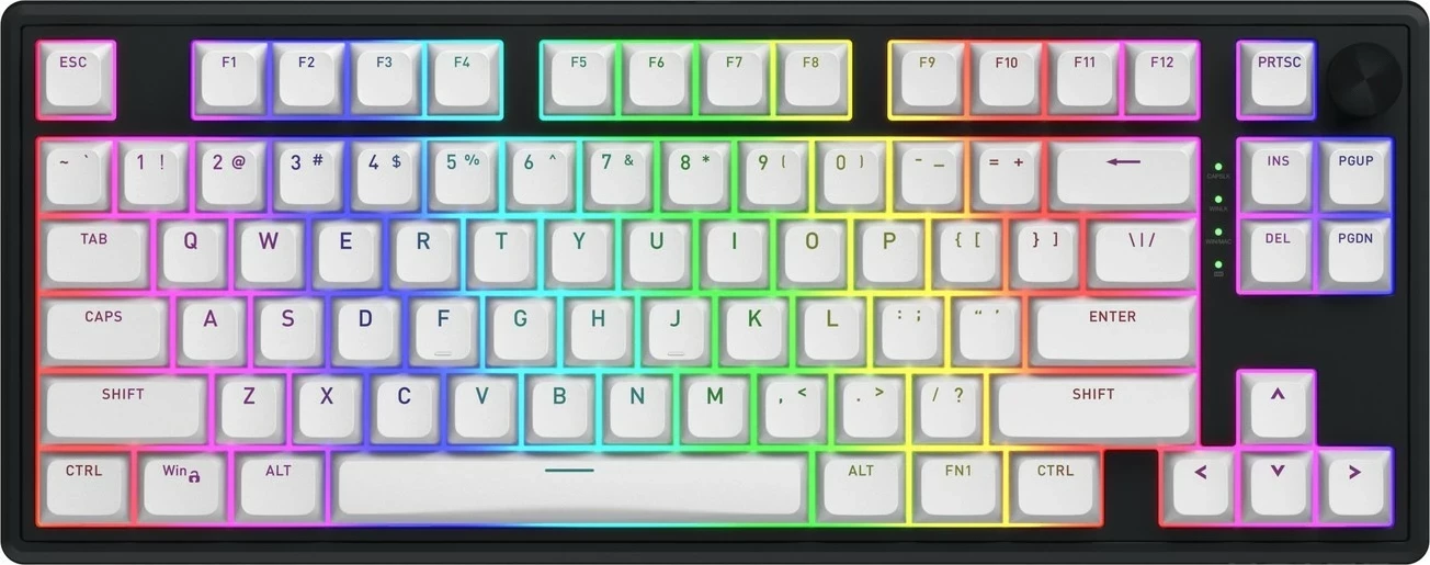 Tastierë mekanike Hator Skyfall 80 Wireless, RGB, 75%, bardhë-zi