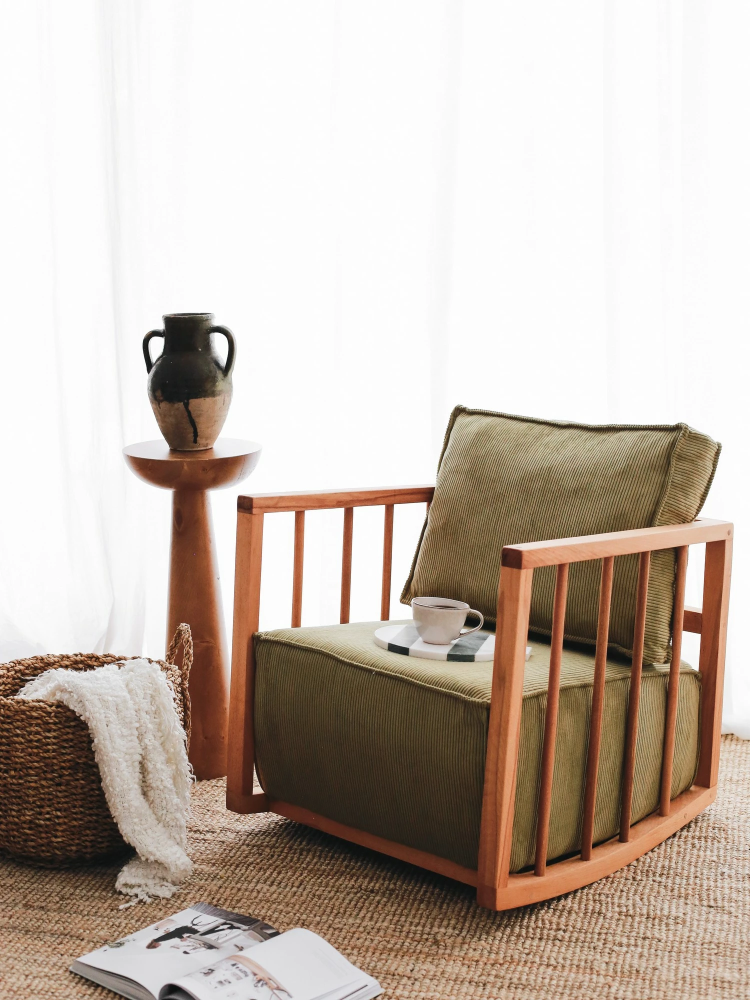 Karrige sallonese me krahë, ngjyrë khaki, Atelier del Sofa, sallanan