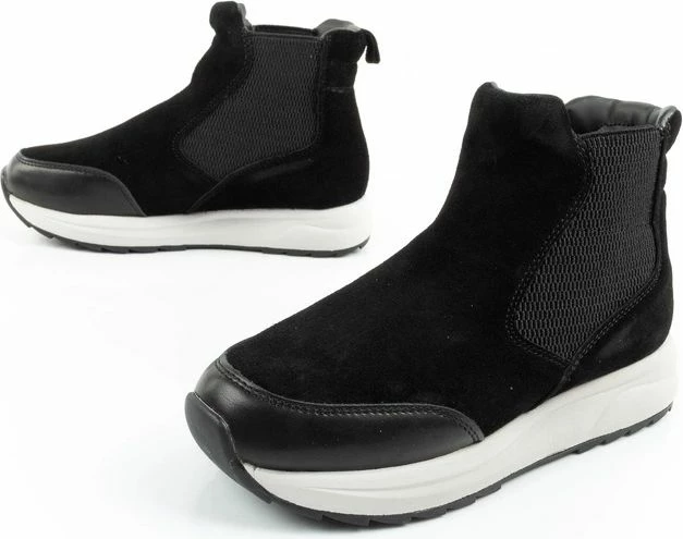 Çizme të shkurta lëkure për femra Scholl, të zeza