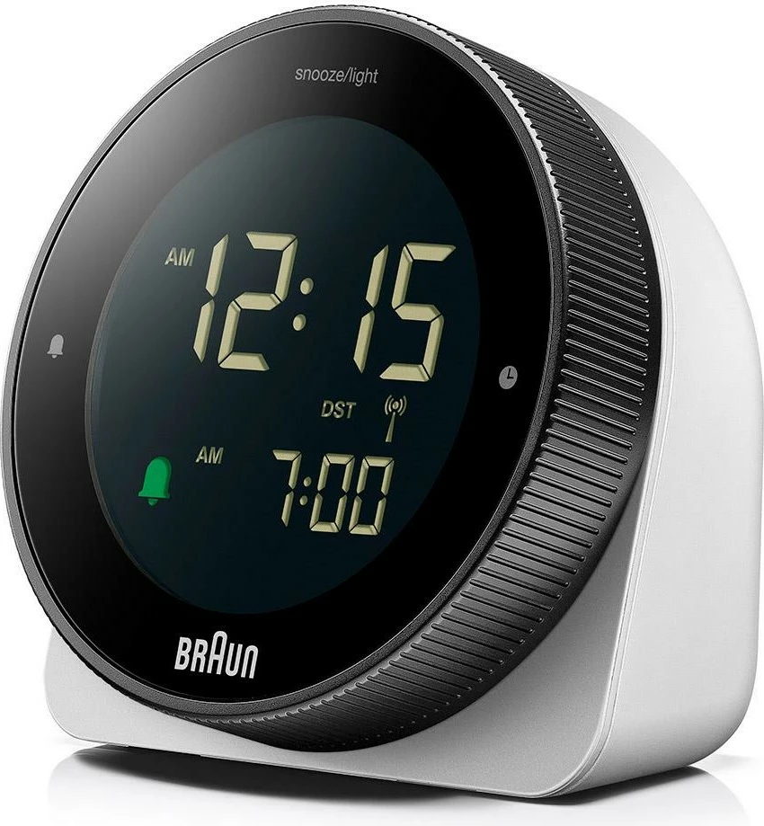 Orë alarmi Braun BC 24 W DCF, LCD, ndriçim i gjelbër/bardhë, zi/bardhë