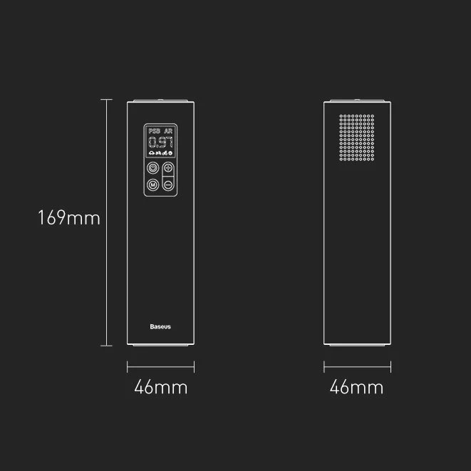 Kompresor mini për goma Baseus CRCQ000001, 12V, 120W, i zi