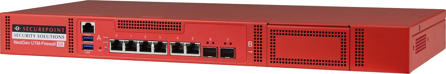 Pajisje UTM/Firewall Securepoint RC300S G5, 13 Gbit/s, VPN 1.5 Gbit/s, 100 përdorues, 1U, 6x Gigabit, 2x SFP, e kuqe