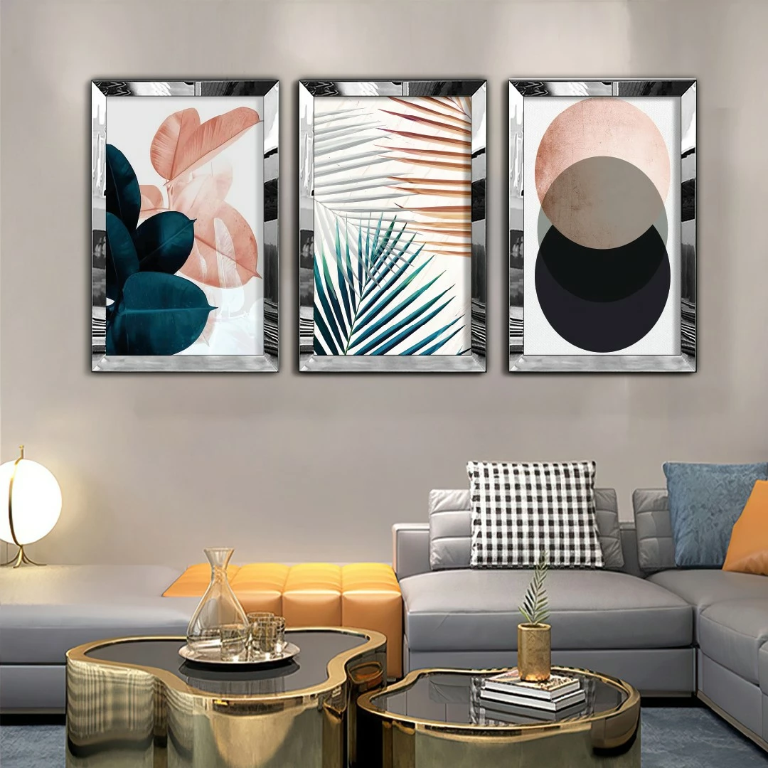 Pikturë dekorative MDF-Plexiglass, shumëngjyrëshe, set prej 3 copësh, Wallity, Huhu409, 30x40cm