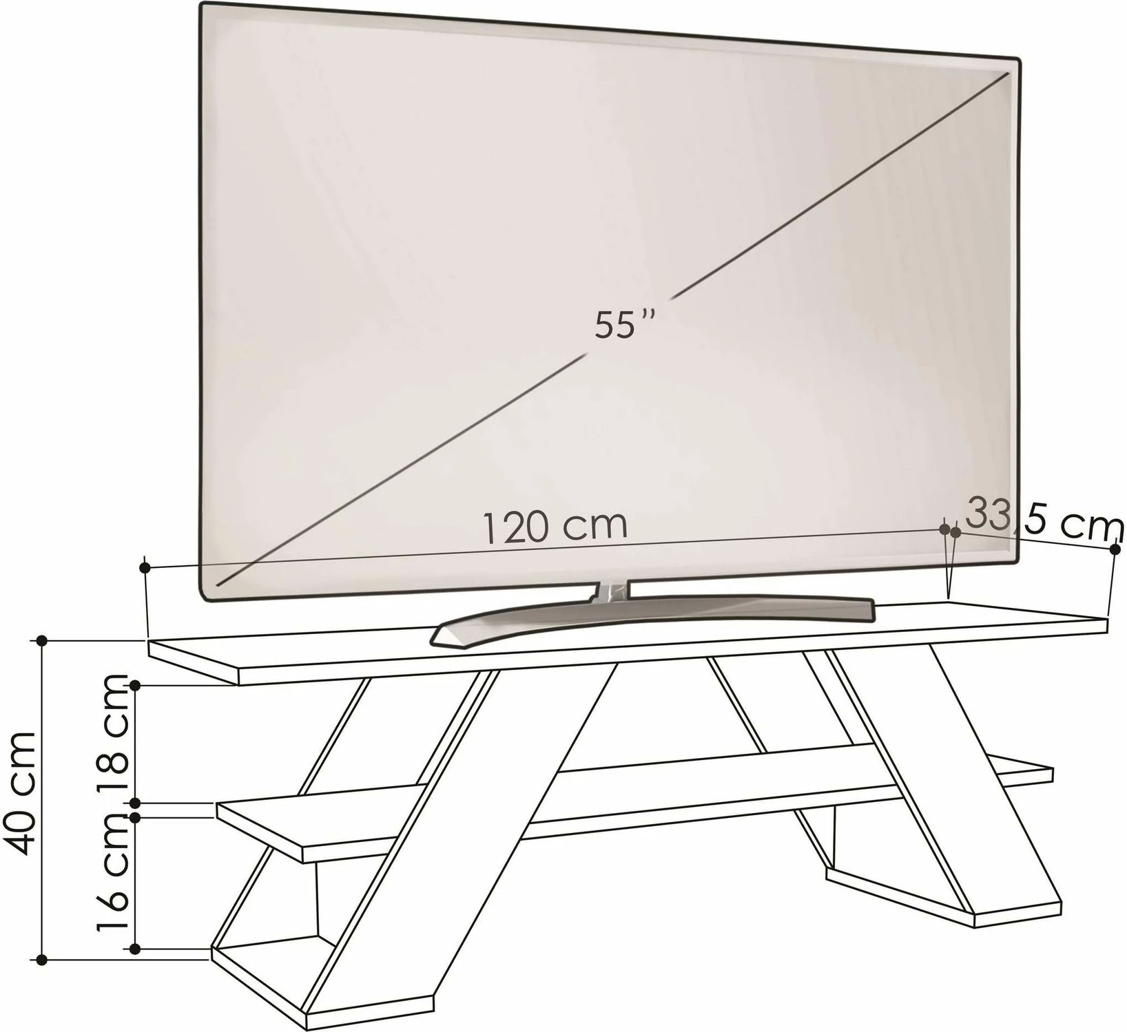 Komodë TV, Skye Decor, ngjyrë e bardhë antike, Farfalla
