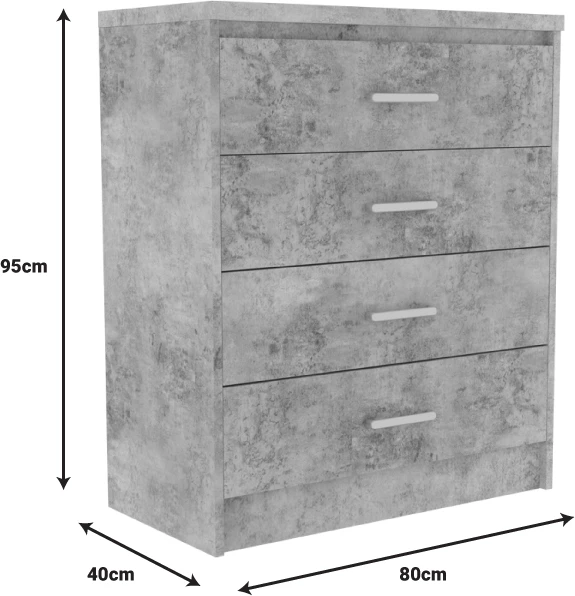Paketa e mobiljeve për dhomë studenti OLYMPUS B set prej 4 pjesësh, hije antike antracit