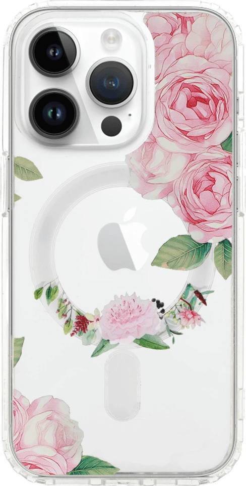 Mbështjellës ONASI Clear Case Elite MagSafe për iPhone 15, silikon transparent, rozë