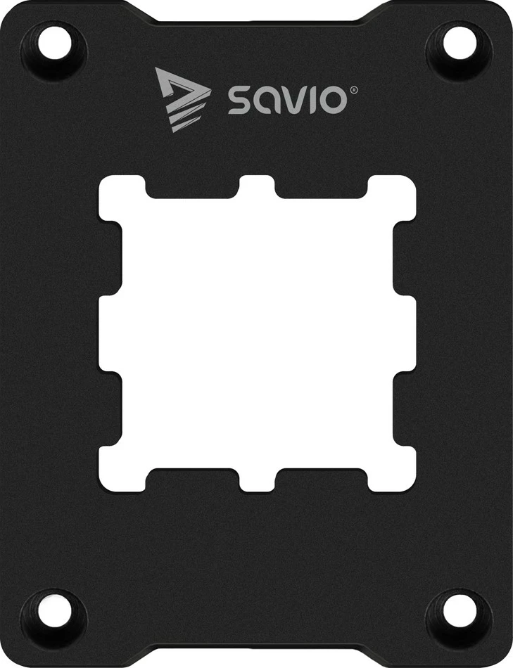 Kornizë montimi procesori AM5, Savio, AK-86 SAVGAK-86, aliazh alumini, 70×54×6 mm, peshë 48 g, set me çelës imbus + 4 vida, e zezë